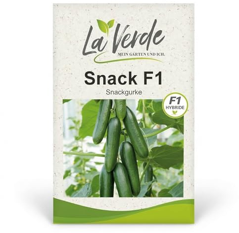 La Verde MEIN GARTEN UND ICH. Snack F1 Gurkensamen für ca. 8 Pflanzen, knackige Minigurke mit aromatischem Geschmack, Saatgut ohne Gentechnik