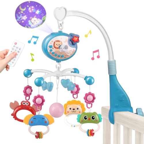 AmyBenton Baby Crib Mobile Babybett mit Musik und Lichtern, Babymobile für Bett mit Timing-Funktion und Projektor, Elektrische Mobile baby Mädchen Jungen