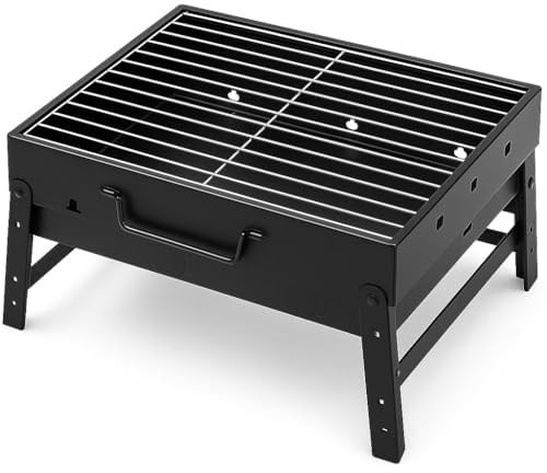 Tragbarer Holzkohlegrill im Kofferformat – Kompakter Grill mit Griff und entnehmbarem Ascheauffangbehälter – Ideal für Garten, Balkon, Camping, Picknick & unterwegs – Perfekt für mobile BBQs