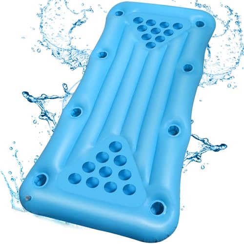 Faburo Aufblasbare Luftmatratze 175x75x15cm für Schwimm Party | Getränkehalter Partyspiele Pool Pong Floating Foldable Mattress Zubehör Luftmatratze (Ohne Becher)