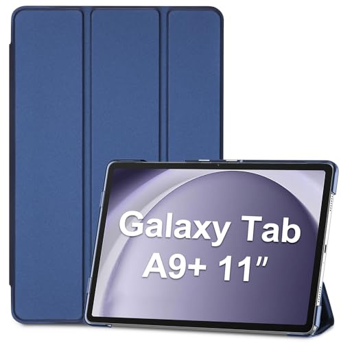 ProCase Hülle für Samsung Galaxy Tab A9+ / A9 Plus 11 Zoll 2023 (SM-X210), Dreifache Schutzhülle Case für 11" Galaxy Tab A9+/A9 Plus, Dünn Leicht Smart Cover mit Translucent Frosted Rückhülle -Navy