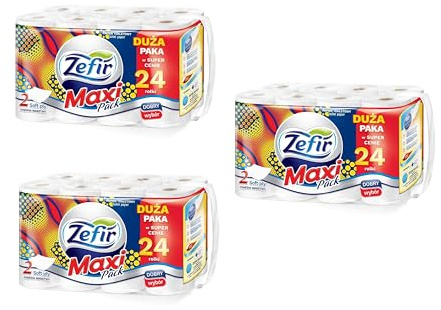 72 Rollen Toilettenpapier Zefir Klopapier, WC-Papier 2-lagig 130 Blatt 100% Zellstoff