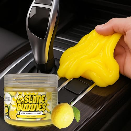 Slime Buddies Reinigungsgel | Autoreinigungsgel für Lüftungsschlitze & Innenraum, Tastaturreiniger für PC, MacBook & Laptop | Zitronenduft, 160 g