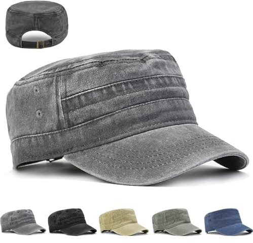 LUKIUP Army Cap, Cadet Army Military Flat Top Caps, Kappen Herren, Used Look verstellbare Taktische Beanie, Cap für Herren Geschenke für Männer Outdoor-Aktivitäten