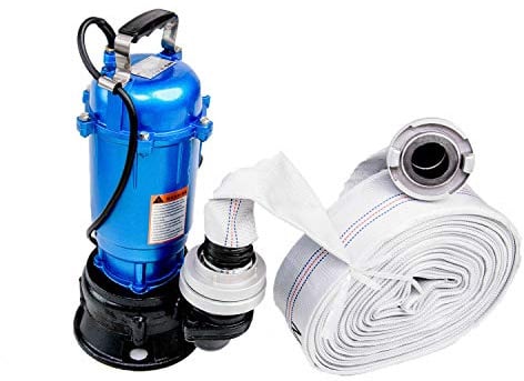 FÄKALIENPUMPE 550W M PUMPE WASSERPUMPE mit 2 STORZ C KUPPLUNG und 20m SCHLAUCH Tauchpumpe Schmutzwasserpumpe