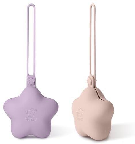 HAGOT 2 Pack Schnullerbox Silikon, Box Dummy, Schnullerbox für Unterwegs Sterndesign, Schnuller-aufbewahrung, Dummy Boxen BPA-frei, Sicheres Baby Zubehör, Rosa + Lavendel