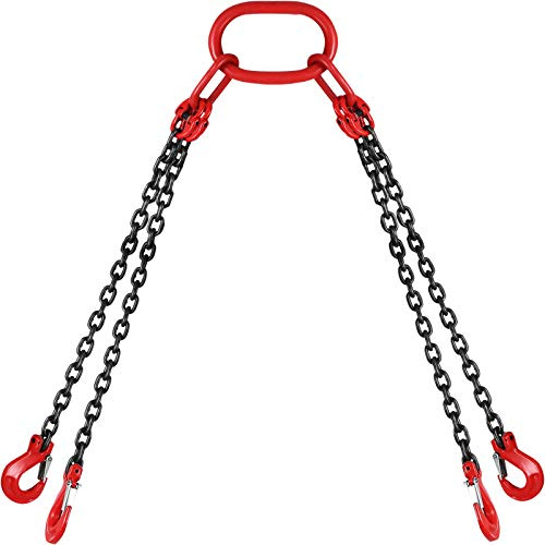 Happybuy 152 cm Kettenschlinge 5/16 Zoll x 5 Fuß Motorhebekette G80 legierter Stahl Motor Kettenzug Hebt 3 Tonnen mit 4 Beingreifhaken und Einsteller 1.5M 4 Strang 5FT