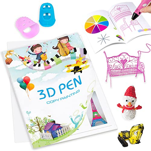 Vomika 3D Stift Druck Zeichenbuch, 40 Muster Vorlagen Schablonen | Wiederverwendbare farbige dicke Papierverlage mit zwei klaren Platten, 3D-Malerei Graffiti-Kunst für DIY-Geschenke, kreative