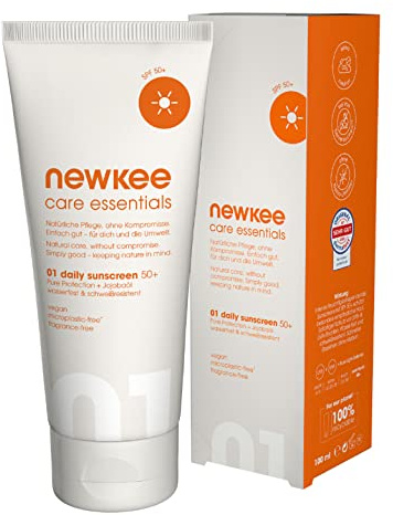 newkee Sonnencreme 100 ml, LSF 50+, wasserfest & schweißresistent, vegan | Von Manuel Neuer & Angelique Kerber, Sonnenmilch für Gesicht & Körper, Sport & Alltag, ohne Mikroplastik