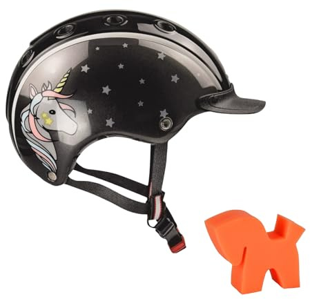 Casco Kinder REIT-, Fahrrad- und Shihelm NORI Einhorn schwarz/grau