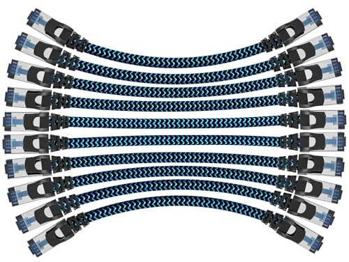 CABNEER 10 Stück 10x 0,25m LAN Kabel Netzwerkkabel CAT8 Ethernet Kabel | RJ45 Patchkabel 40Gbps 2000Mhz/s Gigabit, Hochgeschwindigkeit Internet Kabel Kompatibel für Router Modem Laptop PC