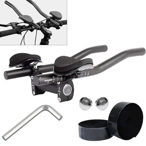 Jlnmmn Triathlon Fahrradlenker Schwarz, TT-Lenker, Aluminiumlegierung, Verstellbar, Schwammpolster, Rennräder, Mountainbike