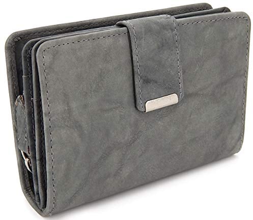 ekavale Damen Geldbörse aus weichem Leder mit RFID-Schutz - Damen-Portemonnaie (Grau)