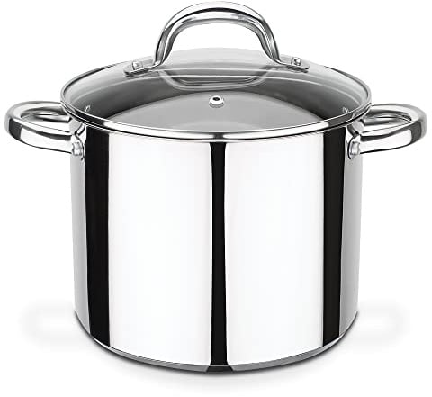 GSW Gemüsetopf Montreal – hochwertiger Kochtopf mit Deckel, sichere Kaltmetallgriffe, Topf auch für Induktion und Backofen geeignet – Edelstahl, 20 cm, 5 Liter, Silber