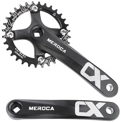 Mountain Bike Kurbelgarnitur, MTB Square Taper Kurbelgarnitur mit 170mm Arm 104 BCD, Kompatibel mit Single Speed Fahrrad und 8/9/10/11 Geschwindigkeiten Fahrräder,Optional 32/34/36/38/40/42T (32T)