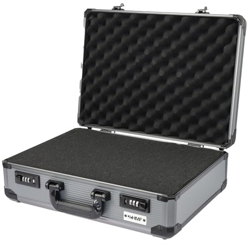 HMF 14402-02 Alu Fotokoffer, Waffenkoffer mit Rasterschaumstoff | 46 x 33 x 15 cm