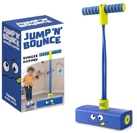 Jump 'N' Bouncer Bungee Hopper, Pogo Stick für Kinder 3+, Schaumstoff Pogo Jumper Stick, Gartenspielzeug Spiele, Blau