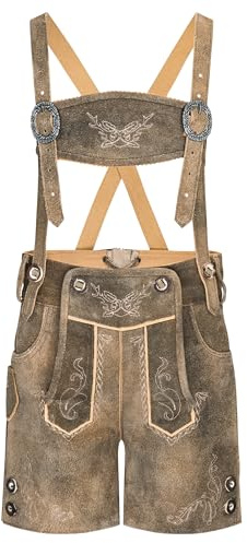 Schöneberger Trachten Couture Lederhose Kinder – Original Antik Trachtenlederhose Jungen und Mädchen, Trachtenhose aus Velour-Leder für Oktoberfest, Olli (164)