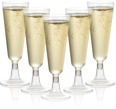 MATANA 96 Premium Sektgläser Plastik 150 ml - Kristallklar, Stabil, BPA-Frei, Mehrweg & Wiederverwendbar - Kunststoff Sektflöten, Champagnergläser für Hochzeit, Weihnachten, Geburtstag, Party