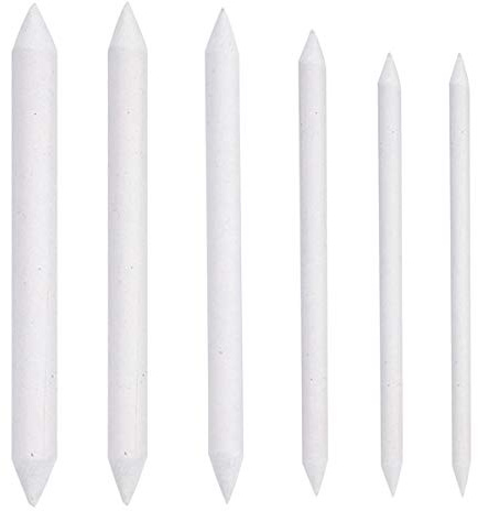 Mikihat 6 Stück Papierwischer Set, Blending Stump und Tortillion Art Papier Mischstümpfe Und Tortillions Set Mixer Student Skizze Zeichenwerkzeuge, Kohlezeichnung Doppelkopf Pen(Weiße)