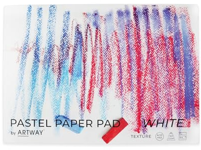 Artway A4 Pastellpapierblock, ideal für weiche Pastellkreiden, Ölpastelle, Pastellstifte, Graphit und Kohle, 48 Seiten/24 Blatt 160 g/m² Pastellpapier, Weiß