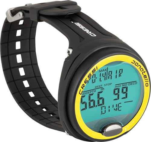 Cressi Donatello Tauchcomputer – Luft- und Nitrox-Modus, Apnoe- und Gauge-Modus – 150 Meter wasserdicht, Hochkontrast-Display – Benutzerwechselbare Batterie, Deep Stop, CNS-Sauerstoffanzeige