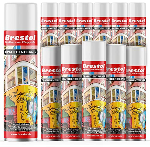 BRESTOL® GRAFFITI ENTFERNER 12x 400 ml Spray - Graffitilöser Farbabbeizer Farblöser Farbentferner Lackentferner Lacklöser Lasurlöser Lasurentferner Dispersionsmittel Abbeizmittel Abbeizer