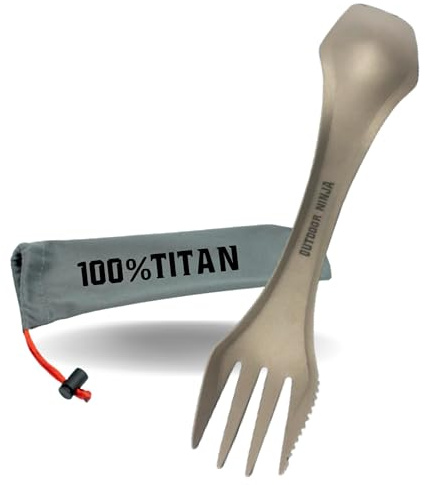Titan Spork 3-in-1 Ultraleicht nur 20g | Outdoor Besteck für unterwegs | Maximale Robustheit; absolut geschmacksneutral; alles in einer Hand; ideal bei Camping, Picknick, Angeln und auf Arbeit.