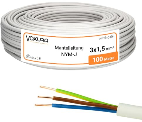 NYM-J 3x1,5 mm² 100m Ring Mantelleitung Installationskabel Stromkabel | Kufper Feuchtraumkabel