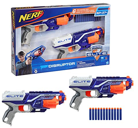 Nerf Elite Disruptor 2er-Pack – 2 Disruptor Blaster, 12 Nerf Elite Darts – 6-Dart Rotationstrommel, Schnellfeuer