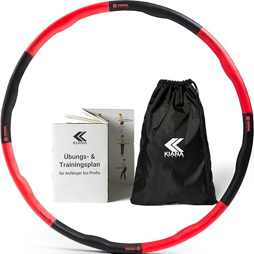 KIANA SPORTS Hula Hoop Reifen Erwachsene - Gymnastikreifen [1,2 kg] | 100 cm Durchmesser, Hoola Hoop aus Deutscher Entwicklung, Fitnessreifen im Wellendesign, inkl. Übungsplan und Tasche