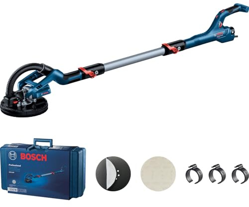 Bosch Professional Trockenbauschleifer GTR 55-225 (550 Watt, Schleifteller-Ø 215mm, inkl. 1x Schleifblatt M480, 1x Schleifteller-Set weich, 3x Kabelclip, Handwerkerkoffer)