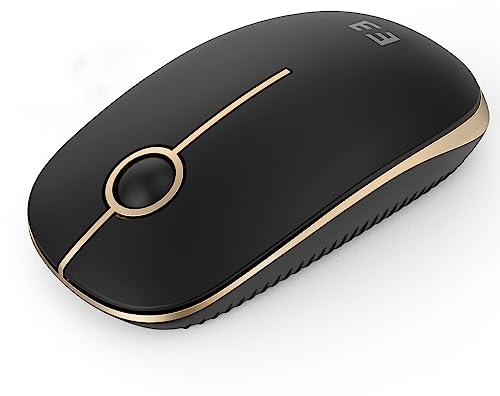 seenda Maus Kabellos, 2,4G Funkmaus mit 1600 DPI, Leise, Schwarz & Gold | symmetrisches Design für Links-/Rechtshänder, Plug & Play, 18 Monate Akkulaufzeit, Kompatibel mit Windows, Mac, Linux