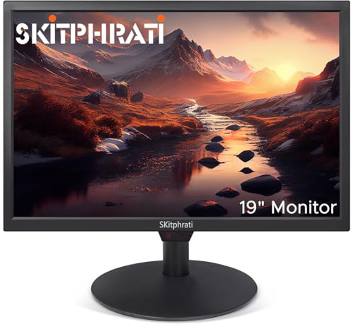 SKitphrati 19 Zoll PC Monitor, HD 1440 x 900 Bildschirm Computer Monitor mit HDMI VGA AV BNC USB Ports, 60Hz, 5Ms, VESA, Integrierte Lautsprecher, LED Display für Laptops und Desktops Office Home
