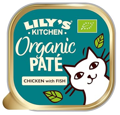 Lily's Kitchen Nassfutter-Pastete für erwachsene Katzen, hergestellt mit natürlichen Zutaten, Bio-Hähnchen mit Fisch, getreidefreie Rezeptur, 19 x 85 g