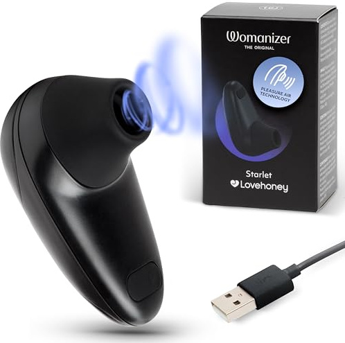 Womanizer Starlet Klitoris Sauger Erotik Vibrator für Frauen Sex Spielzeug | Klitoris Stimulator für sie mit 4 Intensitätsstufen | Leise | Wasserfest | Wiederaufladbar Druckwellenvibrator | Schwarz