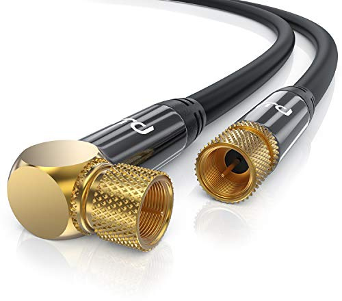 CSL - 2m SAT Kabel HDTV 90 Grad gewinkelt 135dB - Premium SAT Antennen Satellitenkabel F Stecker - TV HDTV Radio DVB-T DVB-C DVB-S DVB-S2 - Abschirmmaß 135db 75 Ohm - Schwarz