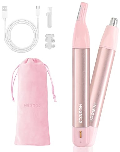 HEBECA Nasenhaartrimmer Frauen - Nasentrimmer Damen Augenbrauenrasierer Elektrisch Damen Nasen und Ohrentrimmer Portable Wiederaufladbares USB 2 in 1 Gesichtsrasierer Frauen Rosa (Rosa)