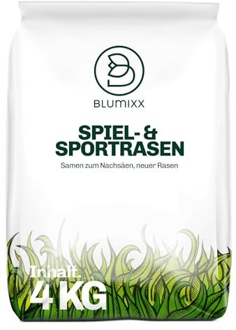 4 kg Rasensamen Sport & Spiel schnellkeimend 160 m², robust, sattgrün, ideal für Neuansaat und Nachsaat, Rasensaat Grassamen Frühjahr bis Herbst (4 kg)