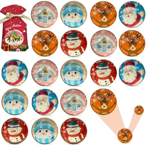 WONFELIE 20 Stück Weihnachtssachen Flummies für Kinder 32 mm, Kindergeburtstag gastgeschenke Partygeschenke, Geschenk Kindergeburstag Mitgebsel, Partytütenfüller, Geburtstagsgeschenk, Schulpreis