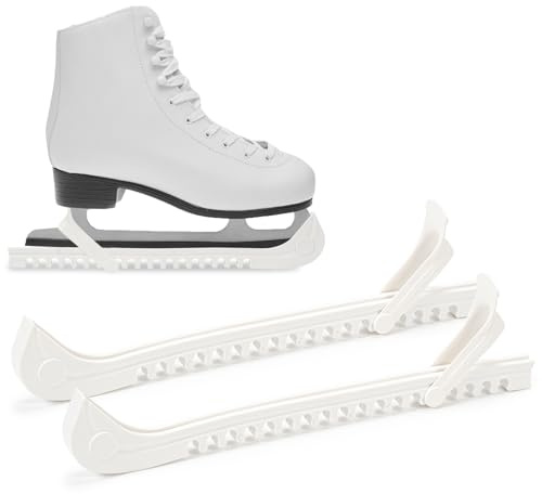 Bafiwu 1 Paar Kufenschoner Eiskunstlauf Schlittschuhe, Verstellbarer Eishockey Schlittschuhe Schoner, Schlittschuh Schoner Zubehör Für Kinder und Erwachsenenkufen (Weiß)