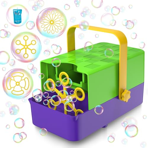 Seifenblasenmaschine 3-in-1 für Kinder: 3 austauschbare Stäbe, 2 Geschwindigkeiten, 8000 Bunte Blasen/min, mit Batterie & Netzanschluss. Perfekt für Indoor/Outdoor Partys und als Geburtstagsgeschenk