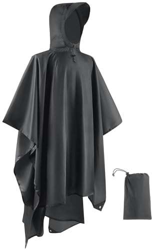Opret Regenponcho Damen Herren, 3-in-1 Leicht Atmungsaktiv Regencape | Regenmantel, Multifunktional, Wasserdicht, Regen Poncho Regenschutz für Wandern und Camping