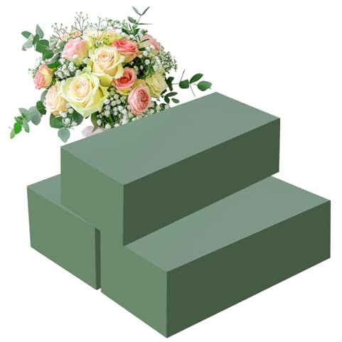 ARubyForest Steckschaum für Blumen 3 Stück Blumensteckschaum Premium Steckmasse für Kunstblumen Floral Foam Steckschwamm Steckmoos für Blumen für Frischblumen Hochzeiten Geburtstage Basteln