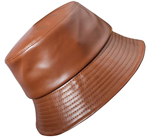 MILAKOO PU Leder Fischerhüte für Damen Bucket hat Eimer Hut für Frauen Regenhut Wasserdicht