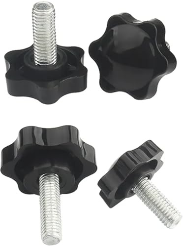JIHXYER 4 Stück Sterngriffschrauben, M8 x 40 mm Durchmesser 32 mm Sternschrauben, Sternkopfschrauben für Rotierende Maschinen, Farbe Schwarz