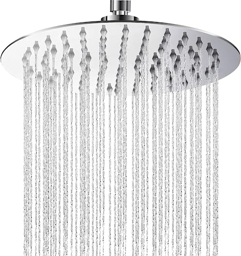 8 Zoll Regendusche Duschkopf aus Edelstahl, Selbstreinigender Regenduschkopf mit Anti-Kalk-Düsen, Runde Duschkopf Regendusche Wassersparende Kopfbrause mit Chrom-Finish, G1/2 Universal (20cm）