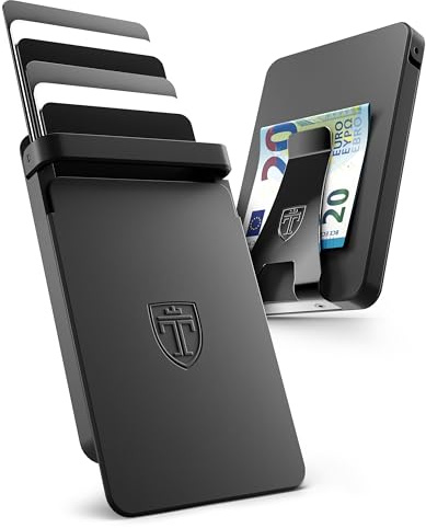 TRAVANDO SLYDE Aluminium Kartenetui mit RFID Schutz - Kartenhalter mit Geldklammer für 7 Karten - Kreditkartenetui Portmonee Herren Slim Wallet (5-6 Karten)