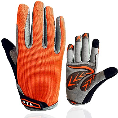 FINGER TEN Fahrradhandschuhe Kinder MTB Fahrrad Handschuhe Freizeit Vollfigner Sport Radhandschuhe mit Gel rutschfest Wert 1 Paar, Radsport Skatehandschuhe für Sommer Jungen Mädchen 2-11 Jahre