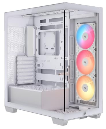 CORSAIR 3500X RS-R ARGB Panoramaglas Mid-Tower-PC-Gehäuse – 3 x RS120-R ARGB-Lüfter Inklusive, Platz für bis zu 10 x 120-mm-Lüfter, Kompatibel mit Motherboards mit Rückseitigem Anschluss – Weiß